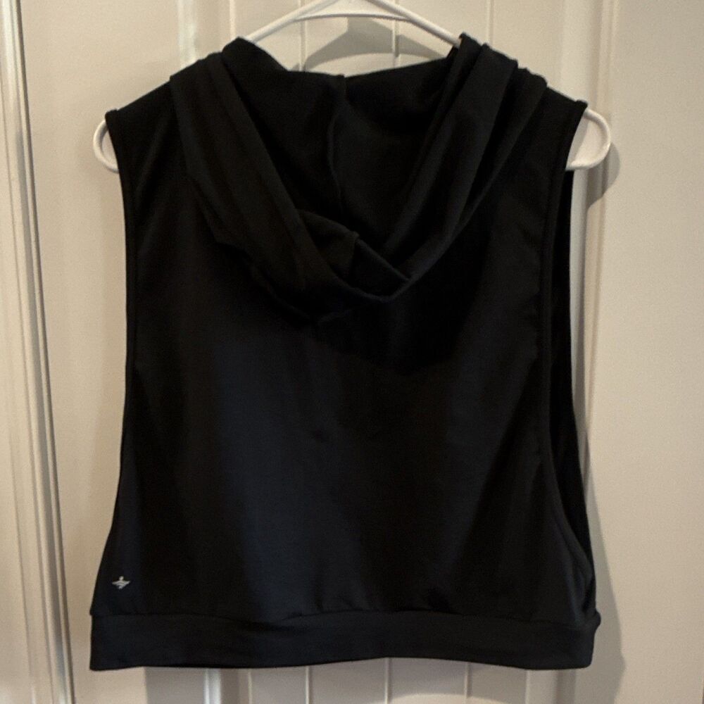 Halara Black Sleeveless Cropped Drawstring Hoodie Tank NWT Large - Picture 3 of 5